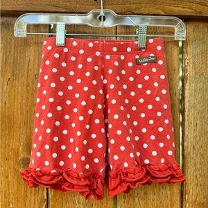 Matilda Jane Ruffled Orange Red & White Polka Dot Shorts Girls Size 10